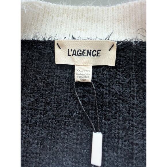 NWT L'AGENCE Georgia Contrast Cardigan Blazer Size XXL Black/White #3D513 - Picture 10 of 14
